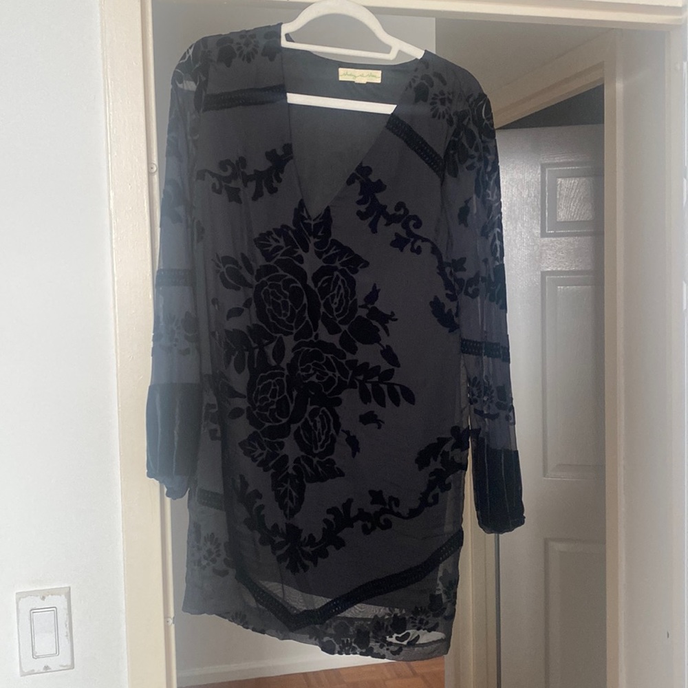 Staring at the Stars - Sheer & Velvet Black Cocktail Dress